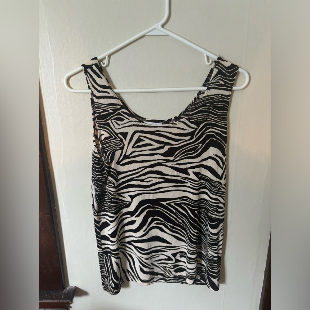 Chico’s Zebra-Print Wide-Strapped Tank Top
